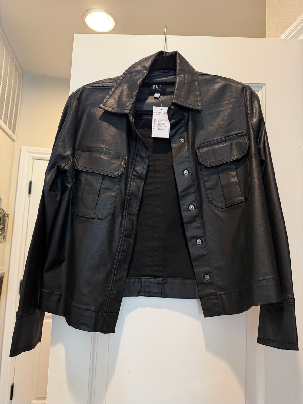 Kut from the Kloth Black Faux Leather Utility Shirt Jacket
